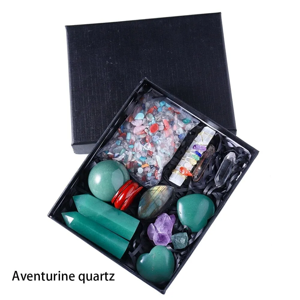 Natural Crystal Point Healing Stones, Wand and Chakra Stone Collection Box