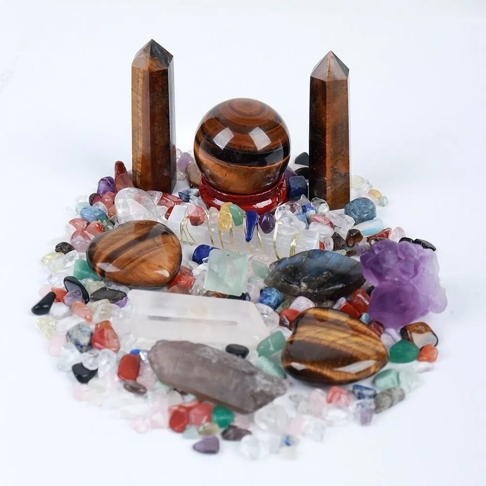 Natural Crystal Point Healing Stones, Wand and Chakra Stone Collection Box