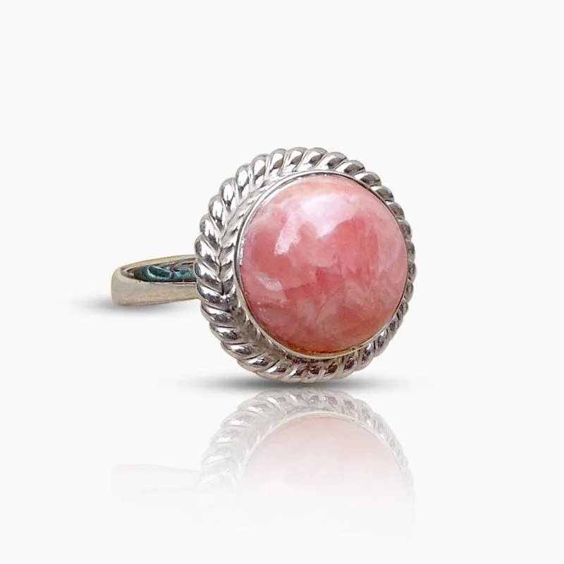 Natural Rhodochrosite 925 Silver Ring, Rhodochrosite Jewelry, Gift for her