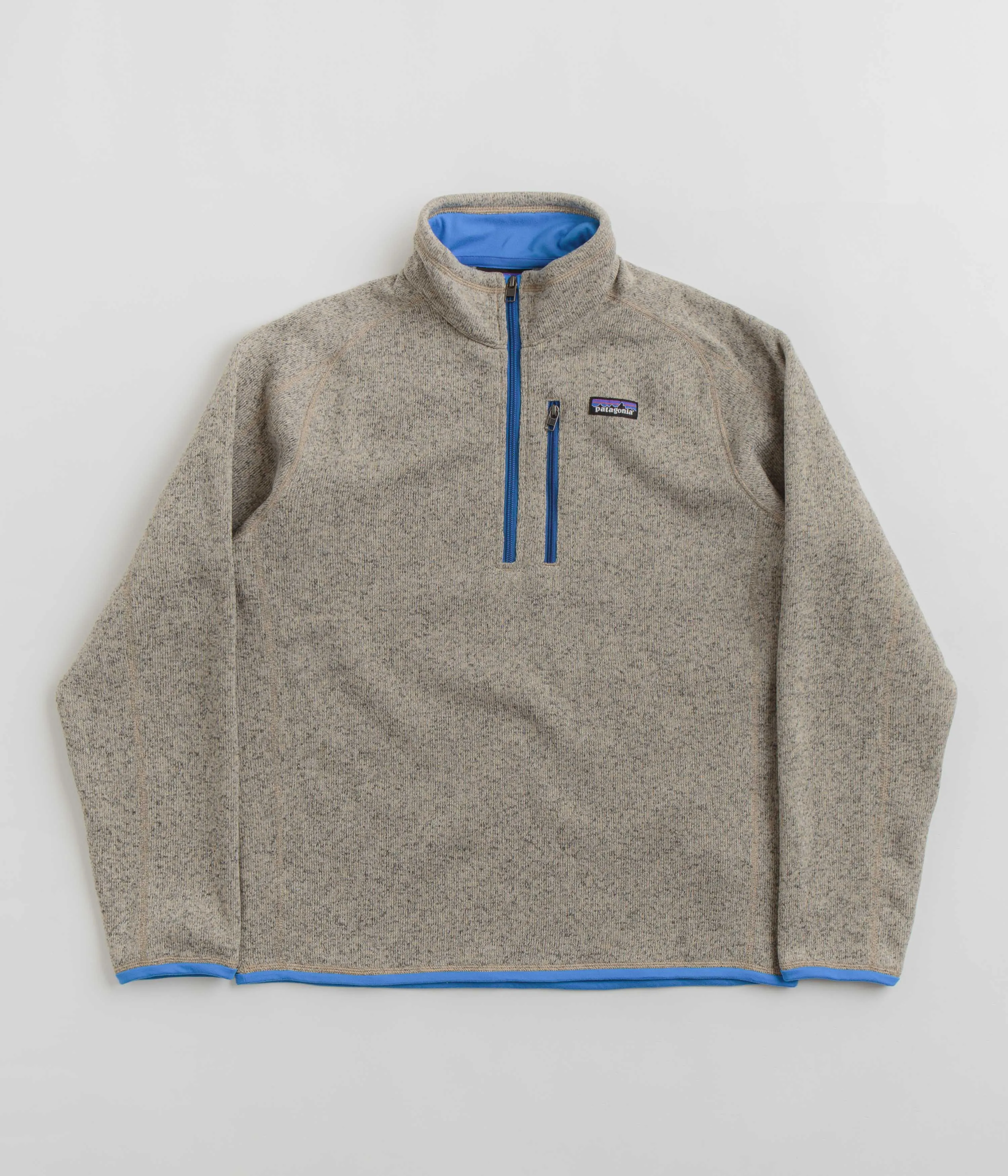 Patagonia Better Sweater 1/4-Zip Sweatshirt in Oar Tan and Vessel Blue