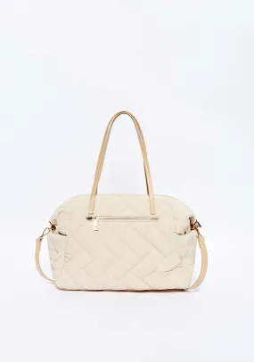 Quilted nylon bowling bag - Beige