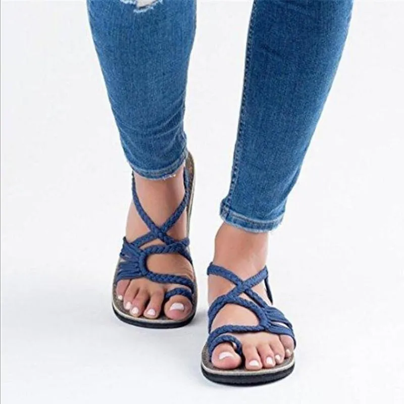 Rope Knot Toe Flat Sandals