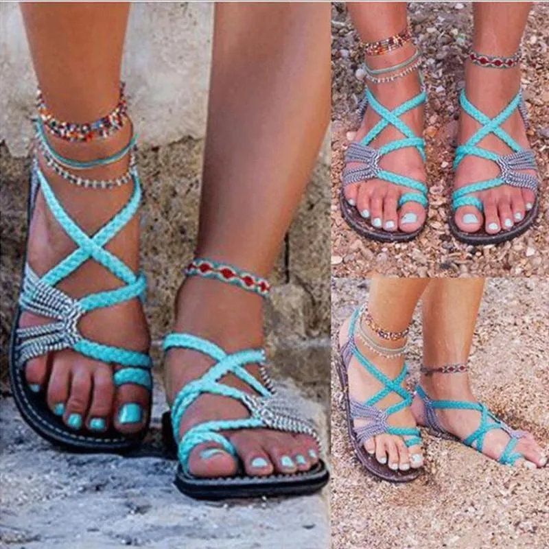 Rope Knot Toe Flat Sandals