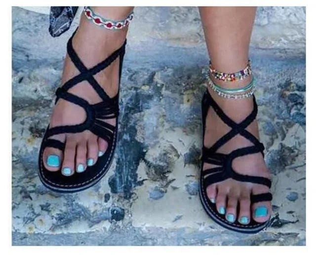 Rope Knot Toe Flat Sandals