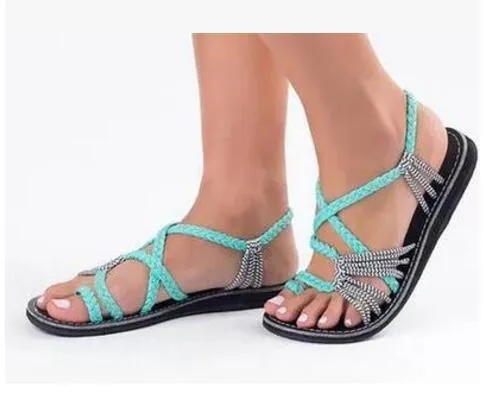 Rope Knot Toe Flat Sandals