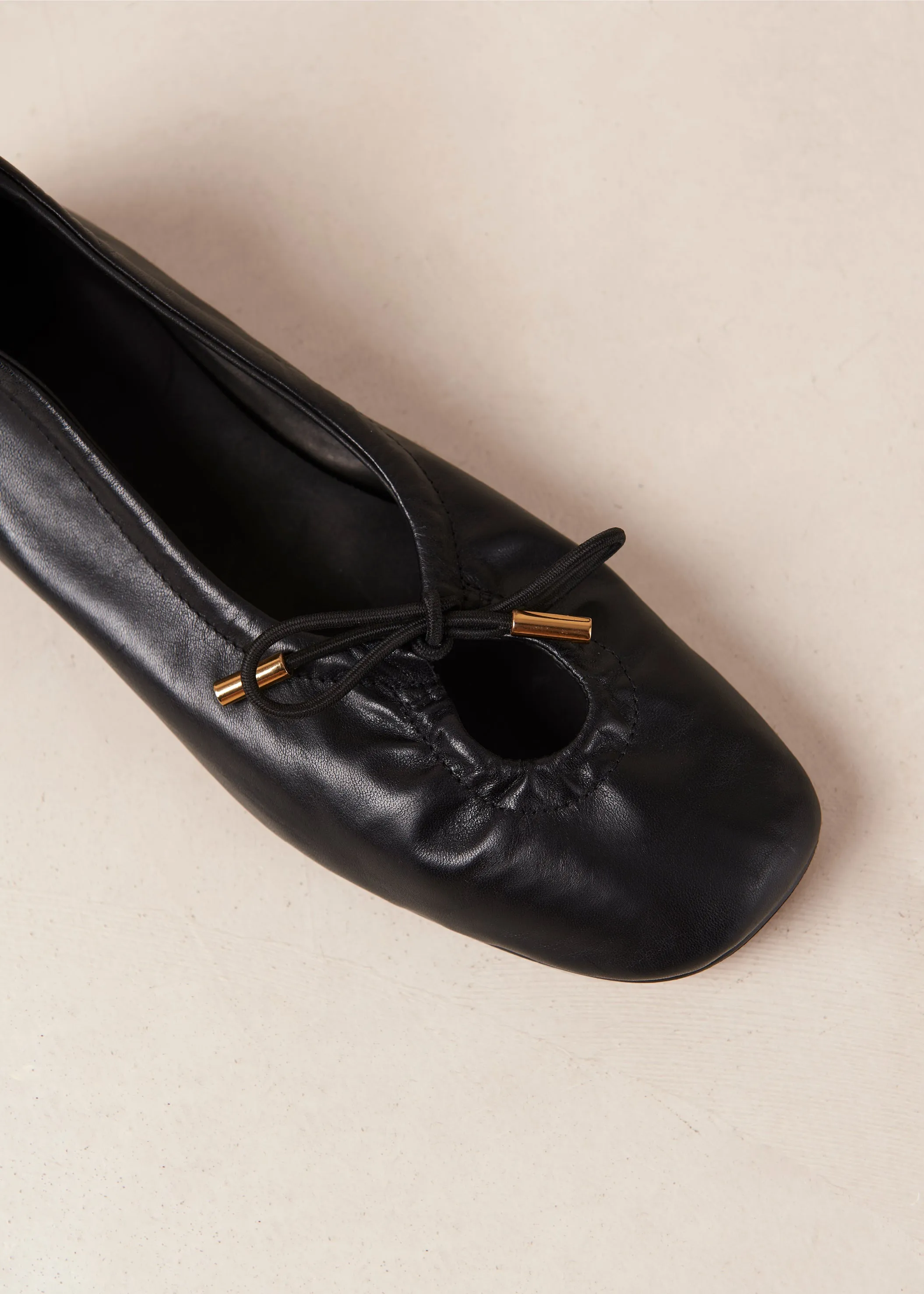 Rosalind Black Leather Ballet Flats