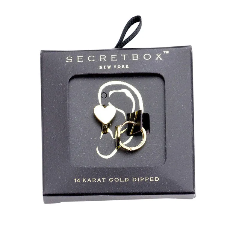 Secret Box 14K Gold Dipped Heart Hoop Earrings