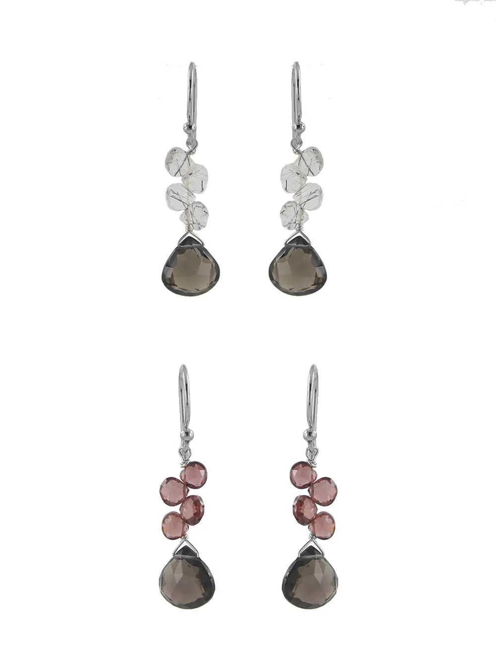 Smoky Cluster Gem Earrings