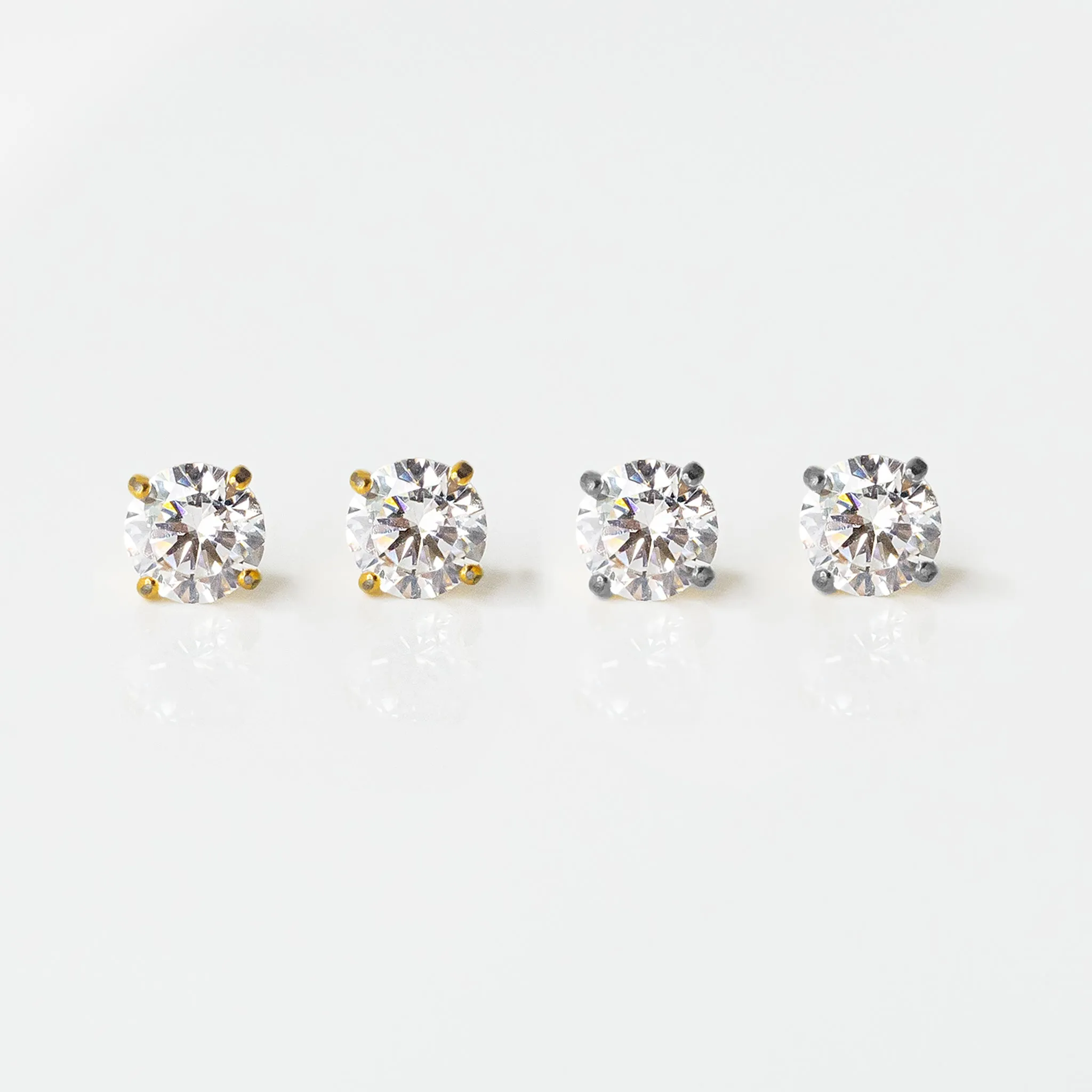 Solitaire Flat Back Sleeper Earrings Set