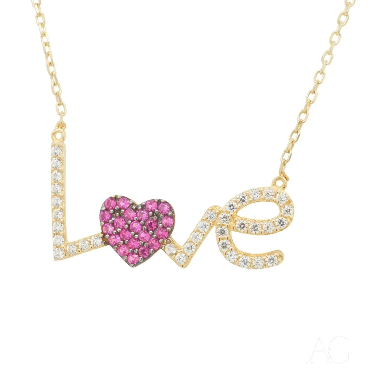 Sparkling Love Necklace: 18k Gold & Zirconia