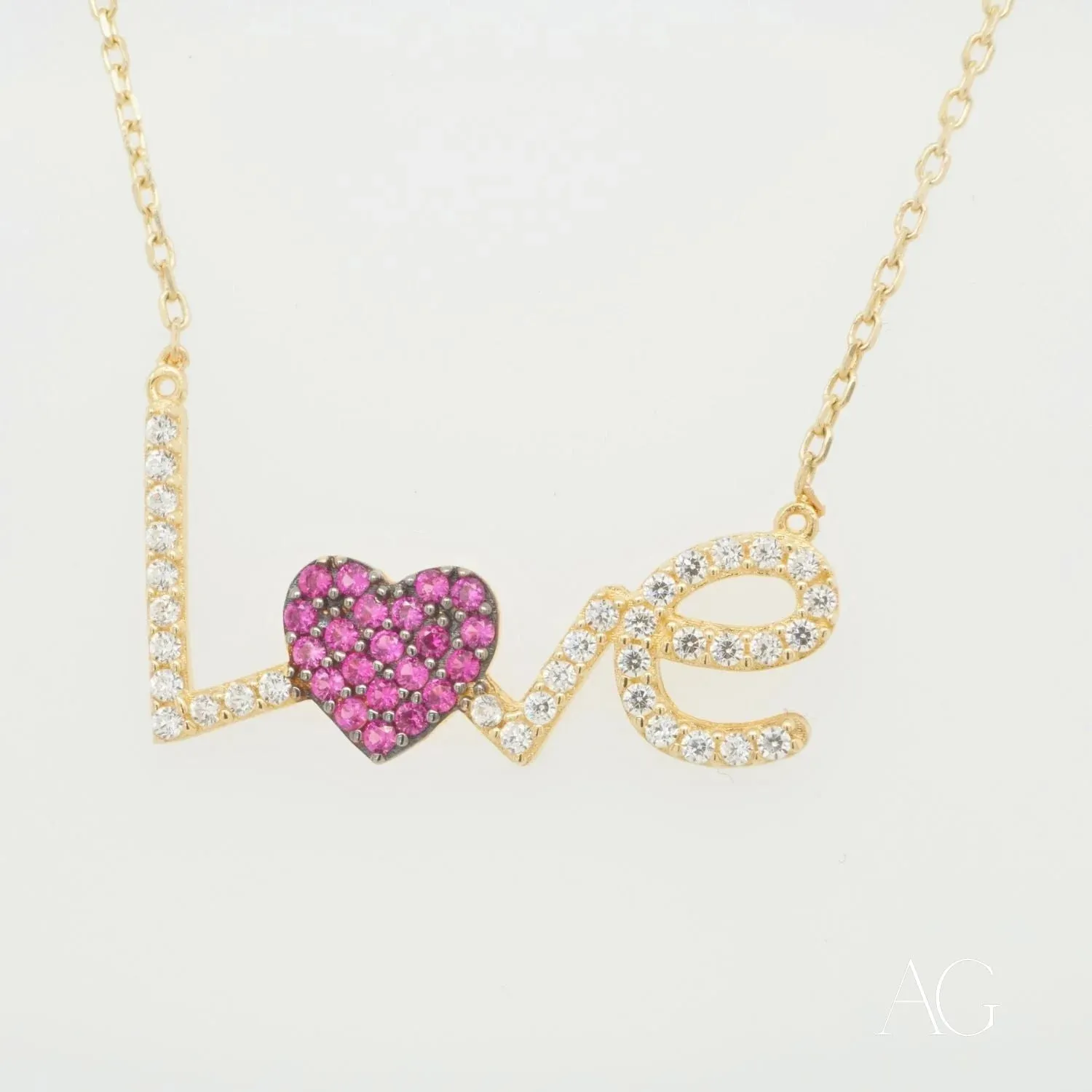 Sparkling Love Necklace: 18k Gold & Zirconia