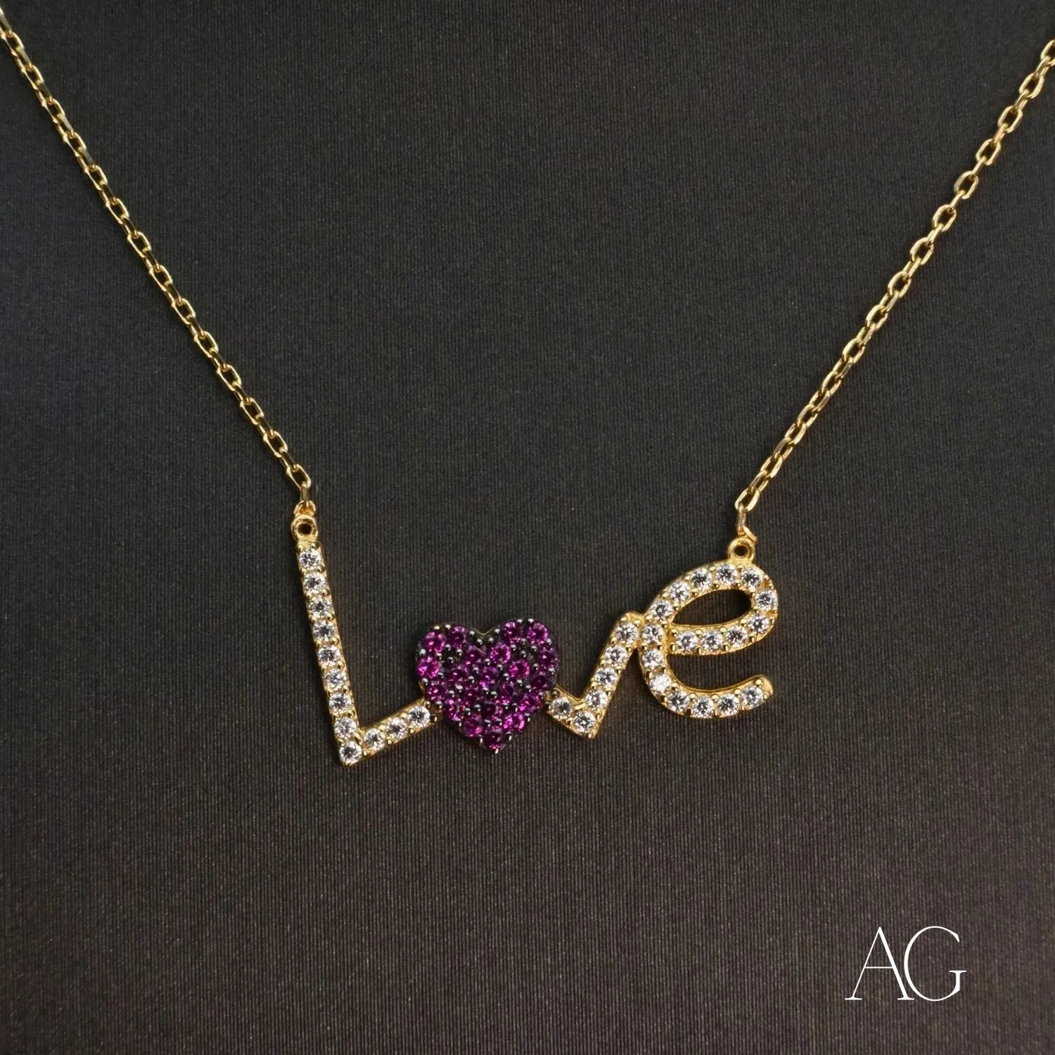 Sparkling Love Necklace: 18k Gold & Zirconia