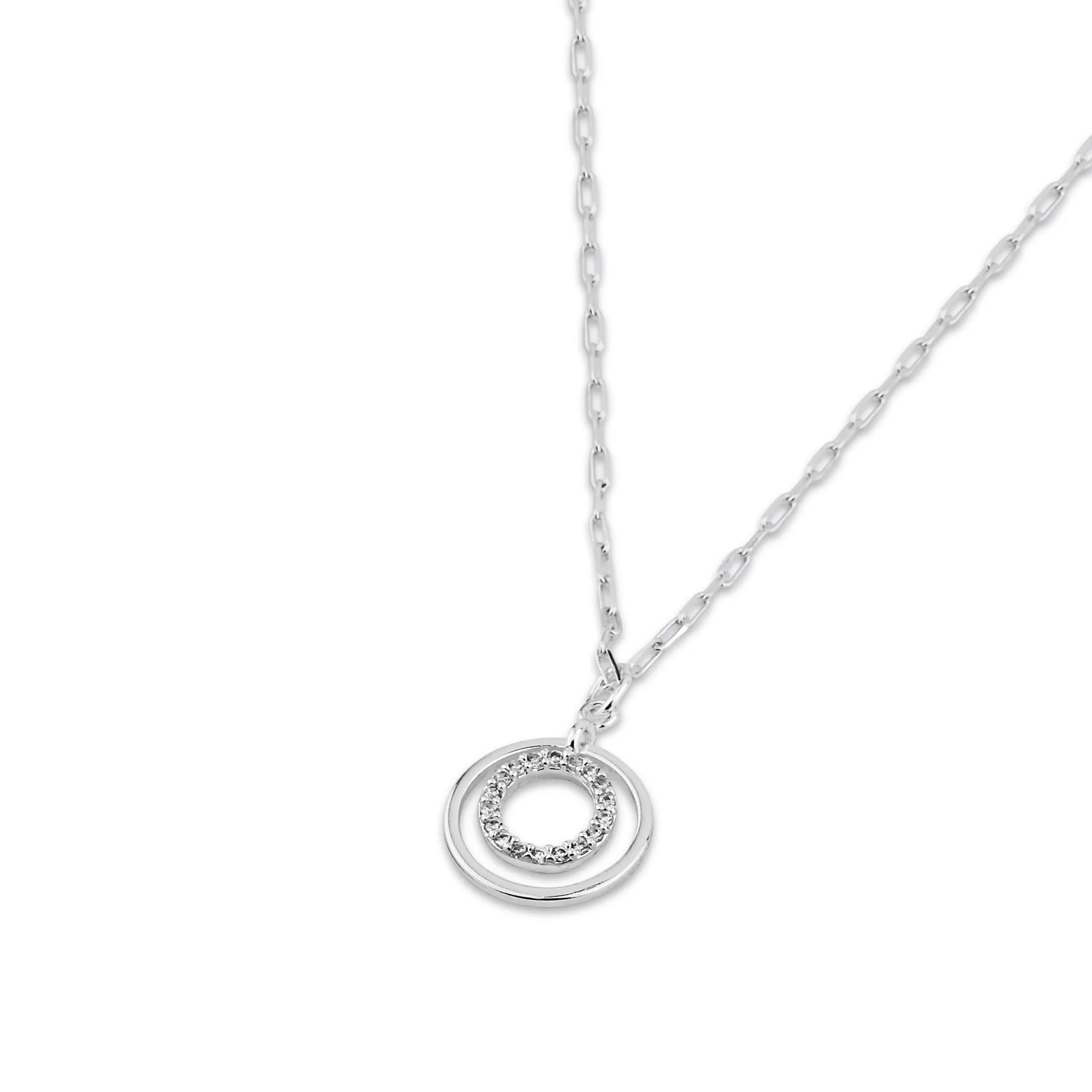 Sterling Silver-Plated Circle Pendant Necklace