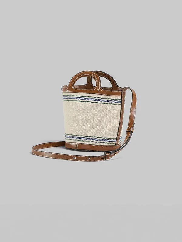 Tropicalia Small Bucket Bag in Stripe Canvas