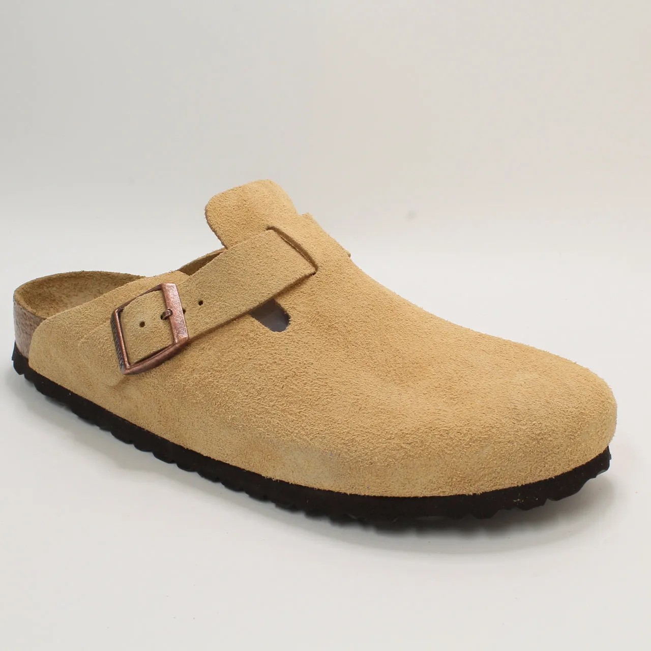 Womens Birkenstock Boston Clogs Latte Cream Suede