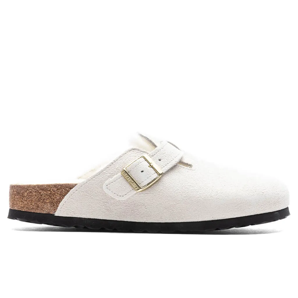 Women's Narrow Boston Shearling Suede - Antique White