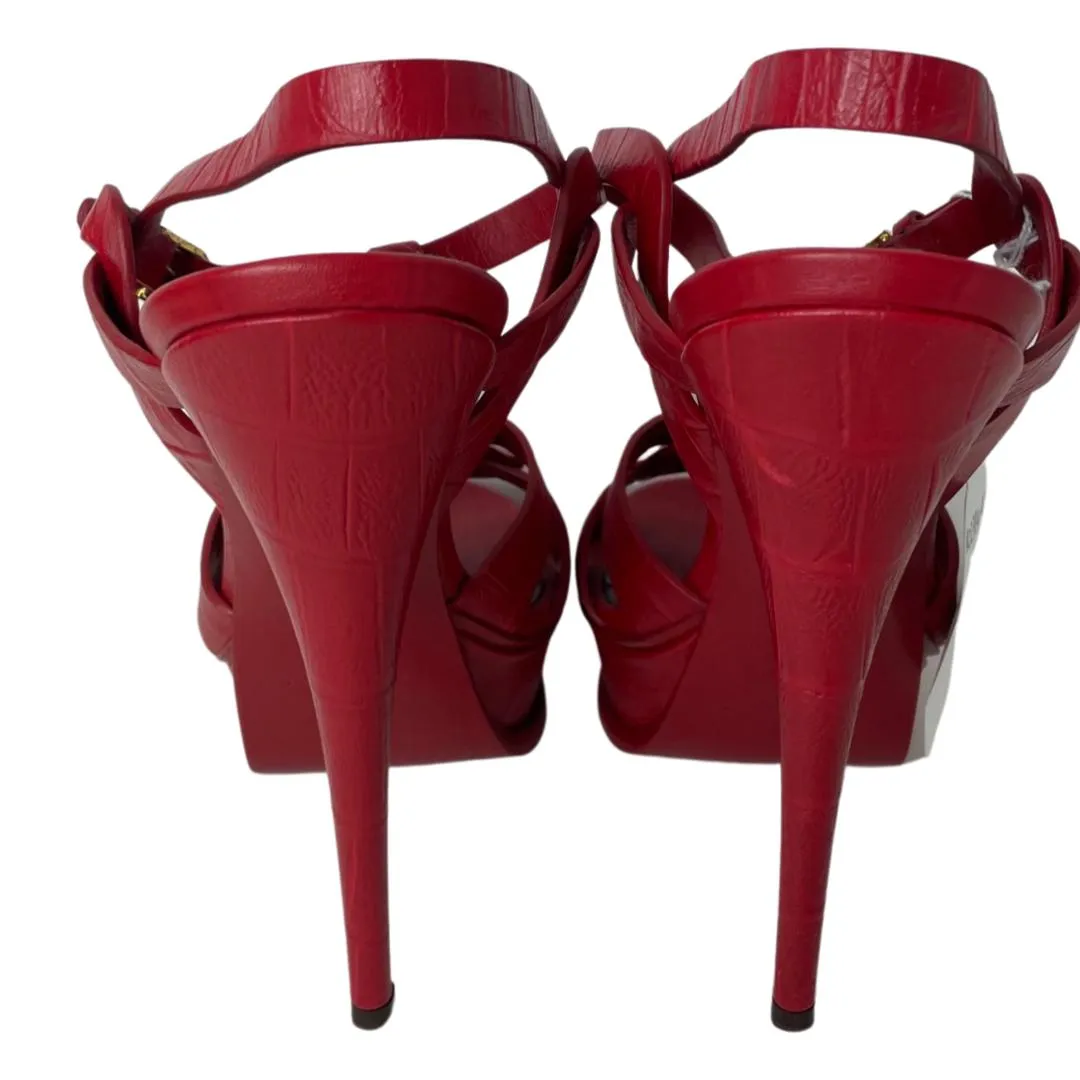 YVES SAINT LAURENT Red Tribute Platform Sandal - Size 40.5