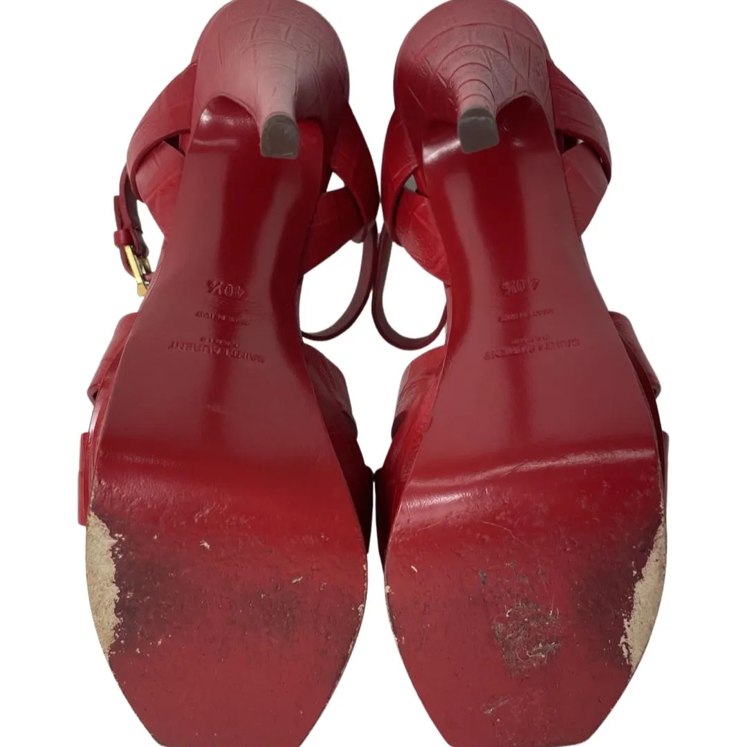 YVES SAINT LAURENT Red Tribute Platform Sandal - Size 40.5